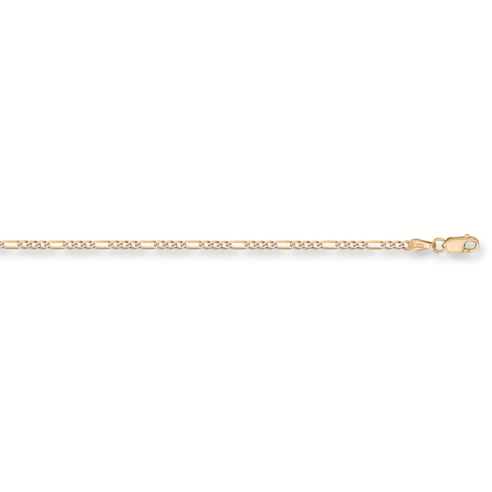 Yellow Gold Rhodium Plated 2.5mm Figaro Chain