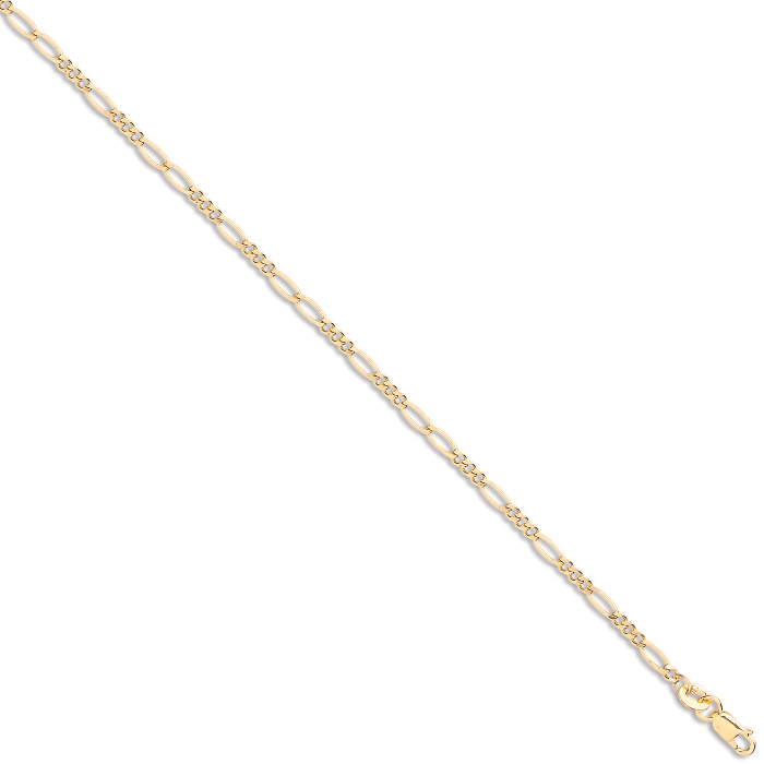 Yellow Gold 2.2mm Hollow Figaro Chain