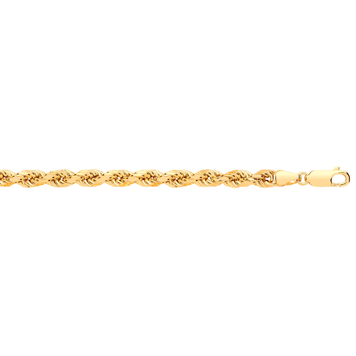 Yellow Gold 4.5mm Semi Solid Diamond Cut Rope Chain