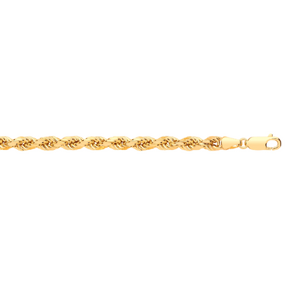 Yellow Gold 4.5mm Semi Solid Diamond Cut Rope Chain