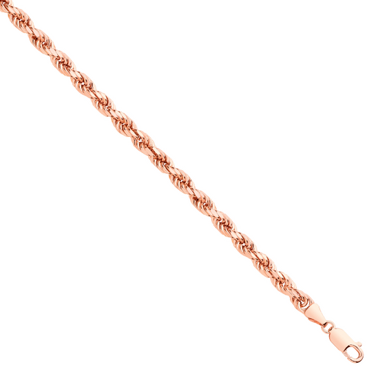 Rose Gold 4.5mm Semi Solid Diamond Cut Rope Chain