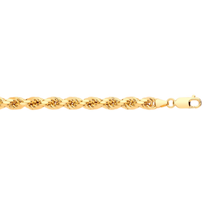 Yellow Gold 6.0mm Semi Solid Diamond Cut Rope Chain