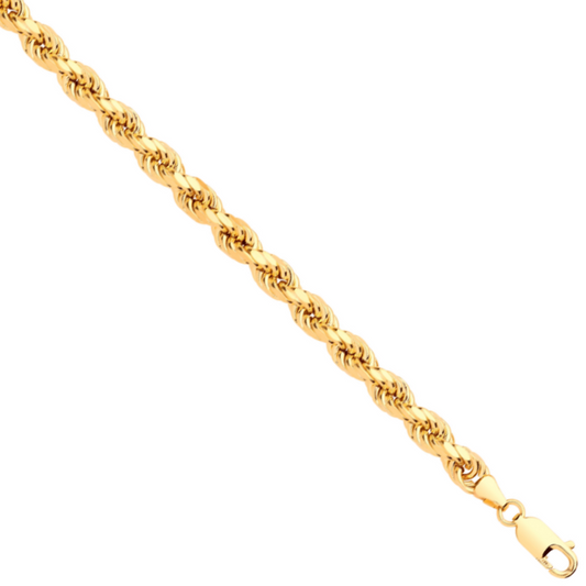 Yellow Gold 6.0mm Semi Solid Diamond Cut Rope Chain