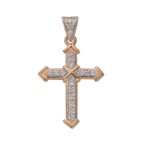 9ct Yellow Gold 0.18ct Diamond Cross Pendant