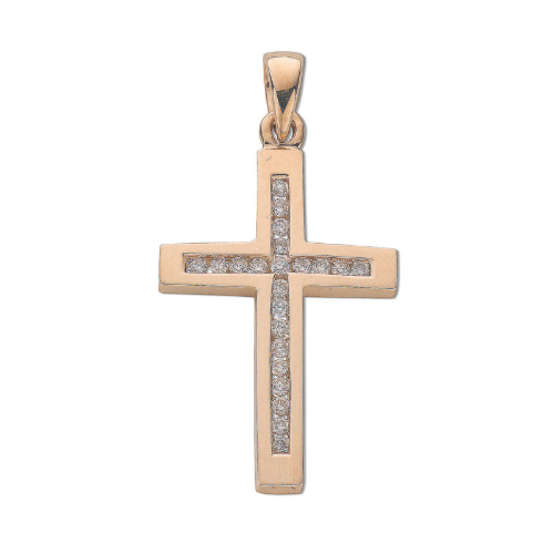 9ct Yellow Gold 0.35ct Diamond Cross Pendant