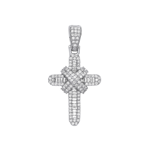 9ct White Gold 0.44ct Diamond Cross Pendant