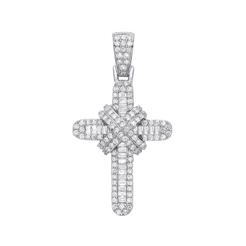 9ct White Gold 0.81ct Diamond Cross Pendant