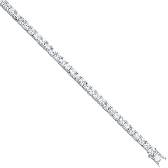 Silver 4.3mm Princess Cut Cz Tennis Bracelet