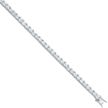 Silver 4.3mm Princess Cut Cz Tennis Bracelet