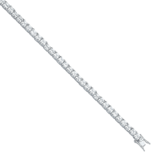 Silver 4.3mm Princess Cut Cz Tennis Bracelet