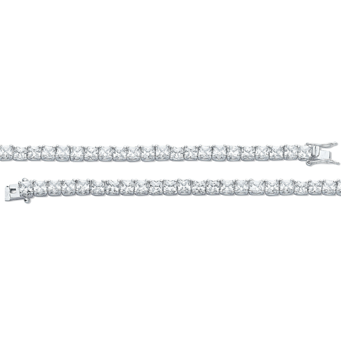 Silver 4.3mm Princess Cut Cz Tennis Bracelet