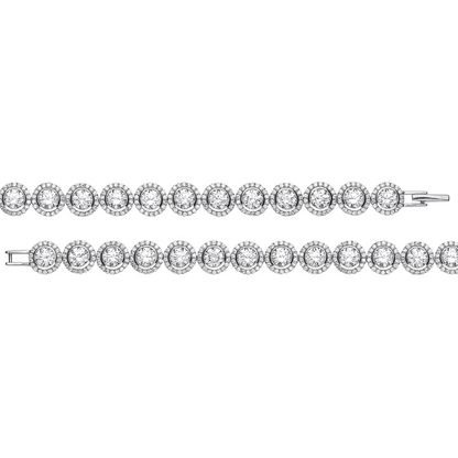 Silver 8mm Rubover Round CZ Halo Style Tennis Bracelet