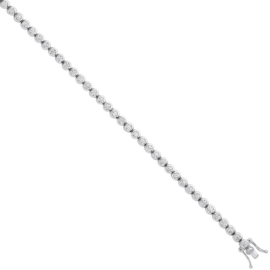 Silver 3.75mm Rubover Cz Tennis Bracelet