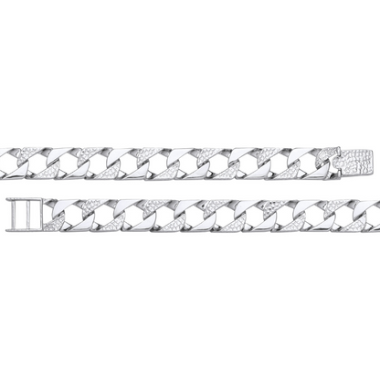 Silver 10mm Plain & Patterned Cast Bracelet