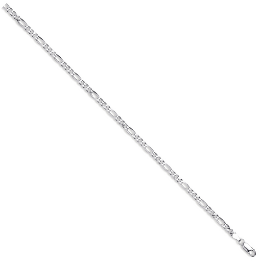 Silver 3.8mm Figaro Bracelet