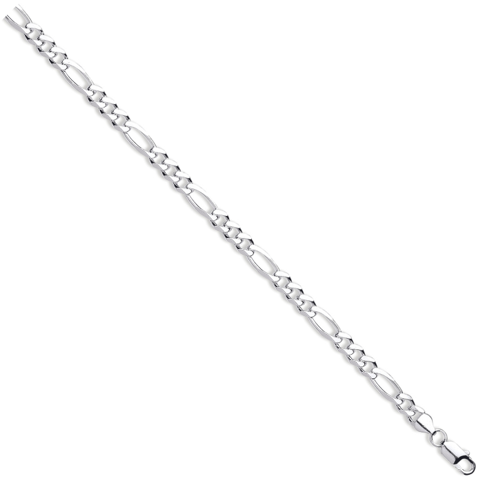 Silver 7.2mm Figaro Bracelet