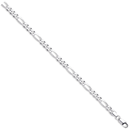 Silver 7.2mm Figaro Bracelet