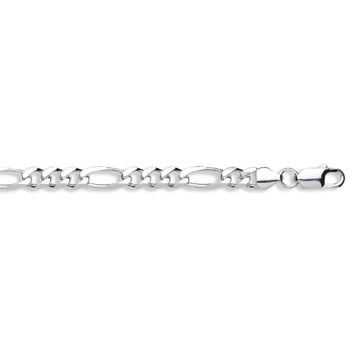 Silver 7.2mm Figaro Bracelet