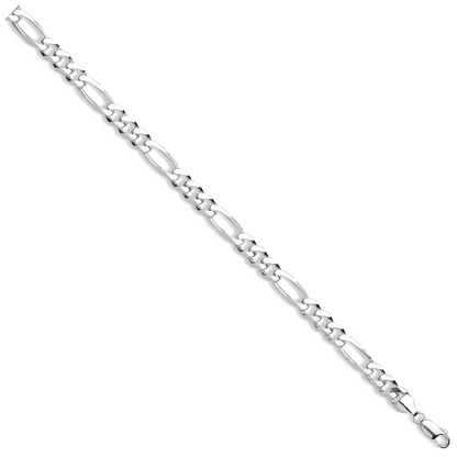 Silver 7.6mm Figaro Bracelet