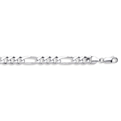 Silver 7.6mm Figaro Bracelet