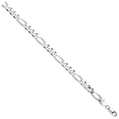 Silver 8.6mm Figaro Bracelet