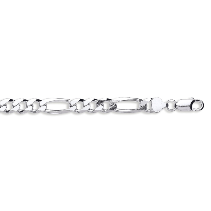 Silver 8.6mm Figaro Bracelet