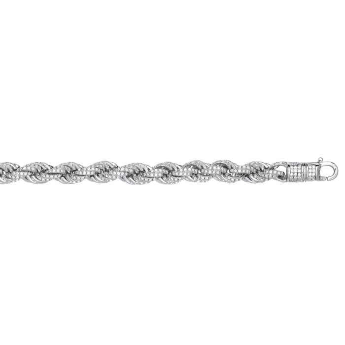 Silver 7mm CZ Set Rope Chain