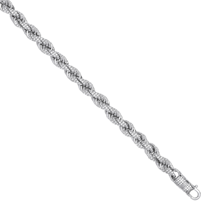 Silver 7mm CZ Set Rope Chain