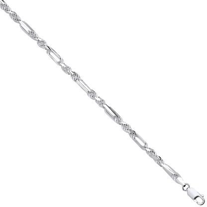 Silver 4.7mm Rope & Open Elongated Link Chain